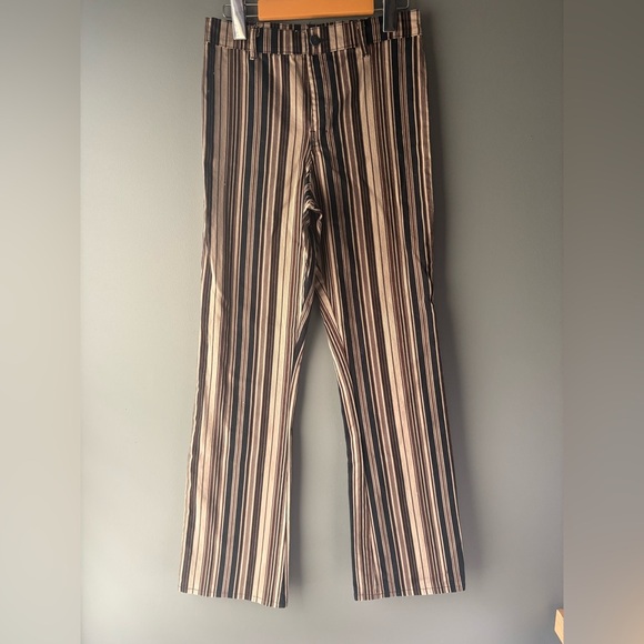 Motel, size XS, mixed brown/black striped straight leg high waisted pants - Picture 2 of 5